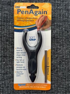 PenAgain Ergo-Soft Ergonomic Pen w/ 2 Refills New Sealed